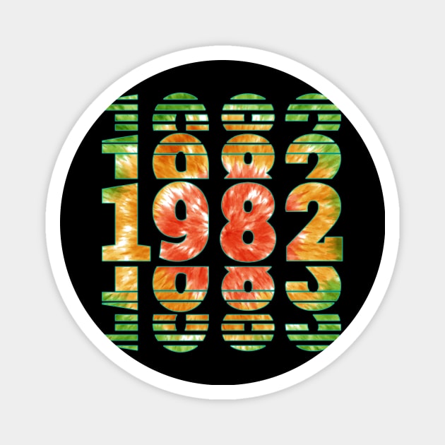 Tie Dye 1982 Birthday Magnet by sevalyilmazardal